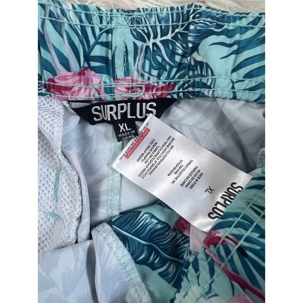 Surplus Men's Size XL Blue & Pink Tropical Flamingo Swim Trunks Board Shorts - Picture 3 of 9